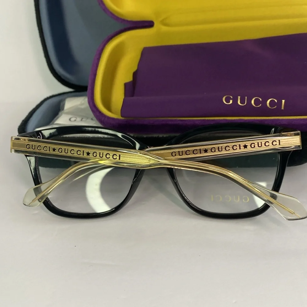 Gucci Seasonal-Icon GG0566O 001 Eyeglasses unisex Black/Crystal 52-18-140mm